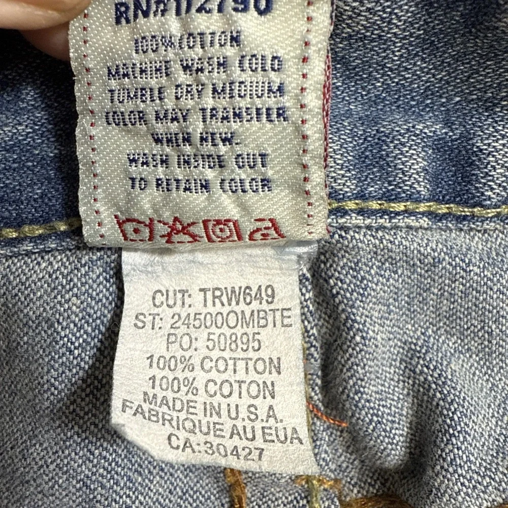 JEANS FLARE‎ True Religion MENS 40X34 BOBBY BIG T  Y2K Grunge Big Stitch